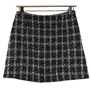 Abercrombie and Fitch Black White Tweed Skort Size Small Mini Short Academia